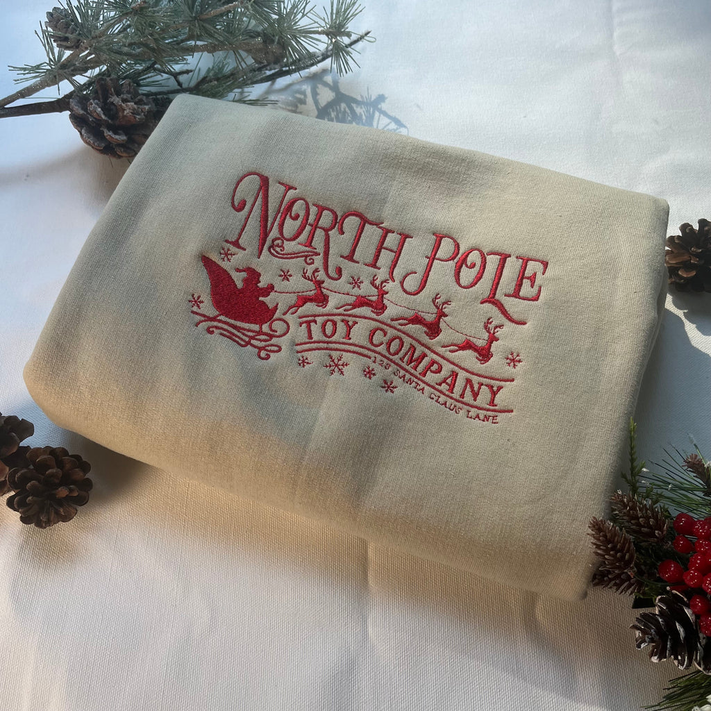 North Pole Toy Company Embroidered Christmas Crewneck Sweatshirt