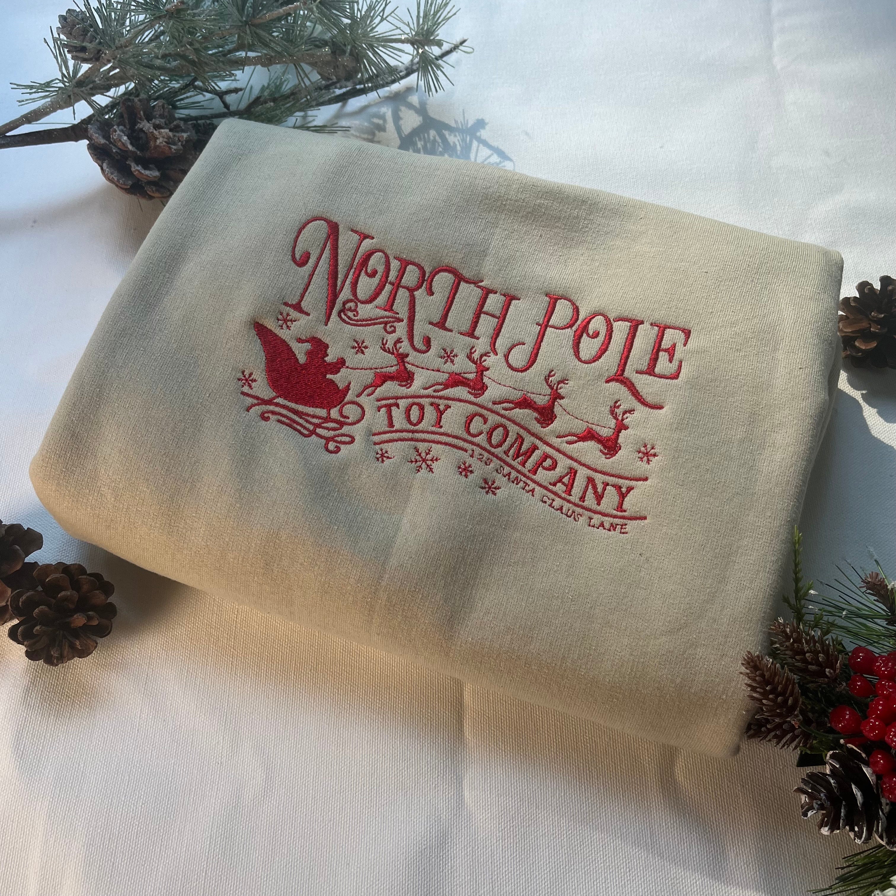 North Pole Toy Company Embroidered Christmas Crewneck Sweatshirt